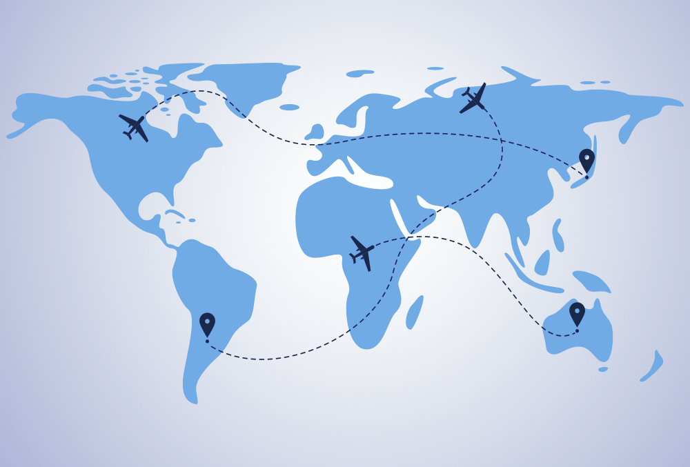 Global map of airplane routes